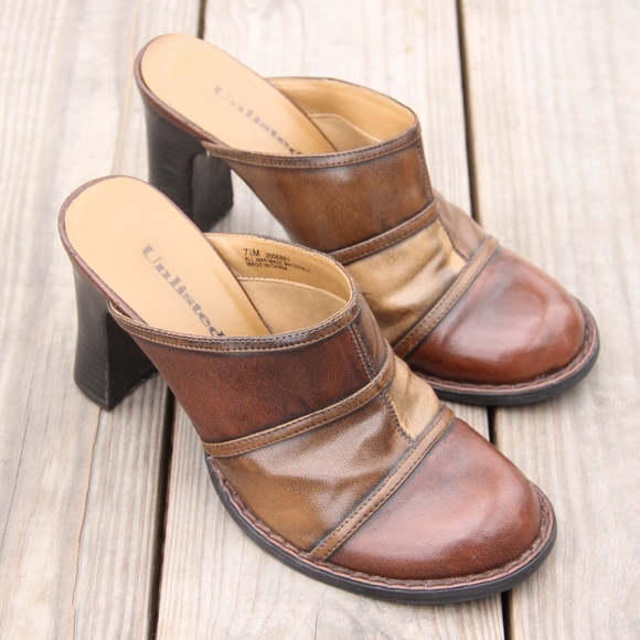 Women's Brown Heel Slip-on Mules - Size 7.5 M - Picture 1 of 5